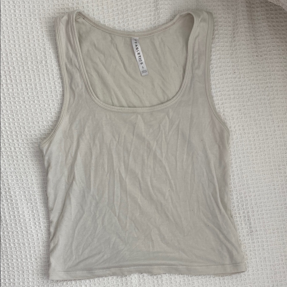 Fabletics Tan Cream Fitted Crop Tank Top